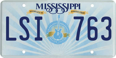 MS license plate LSI763