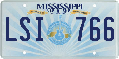MS license plate LSI766