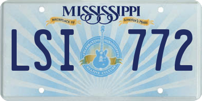MS license plate LSI772