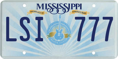 MS license plate LSI777