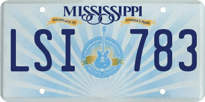 MS license plate LSI783