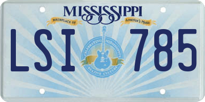 MS license plate LSI785