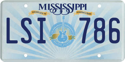 MS license plate LSI786