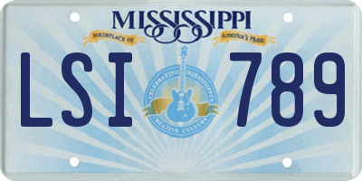 MS license plate LSI789