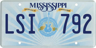 MS license plate LSI792