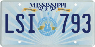 MS license plate LSI793