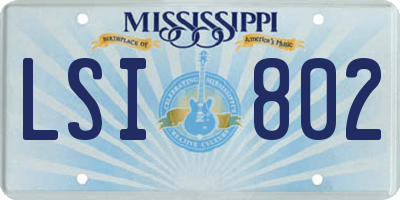 MS license plate LSI802