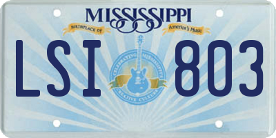 MS license plate LSI803