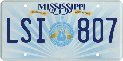 MS license plate LSI807