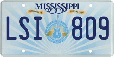 MS license plate LSI809
