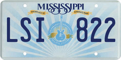 MS license plate LSI822