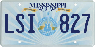 MS license plate LSI827