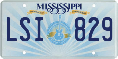 MS license plate LSI829