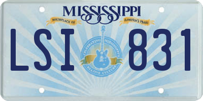 MS license plate LSI831