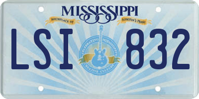 MS license plate LSI832