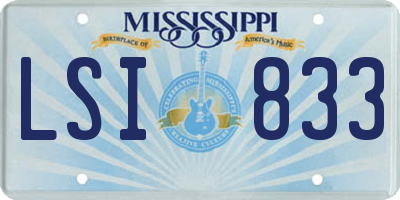 MS license plate LSI833