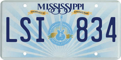 MS license plate LSI834