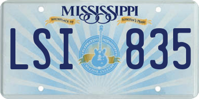 MS license plate LSI835