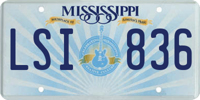 MS license plate LSI836