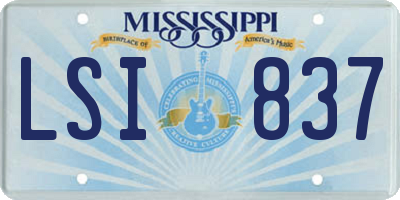 MS license plate LSI837