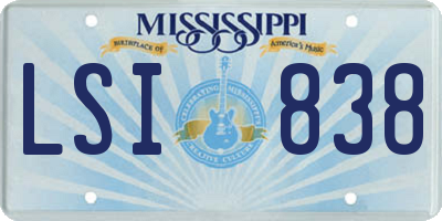 MS license plate LSI838