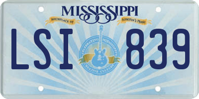 MS license plate LSI839
