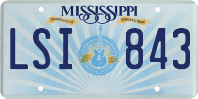 MS license plate LSI843