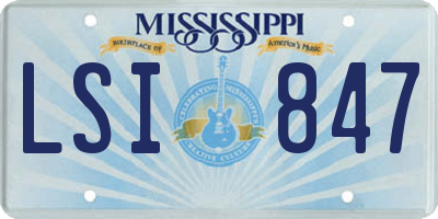 MS license plate LSI847
