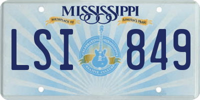 MS license plate LSI849