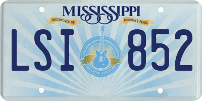 MS license plate LSI852