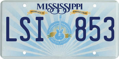 MS license plate LSI853