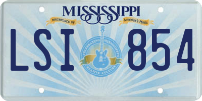 MS license plate LSI854