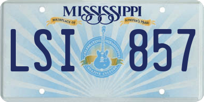 MS license plate LSI857