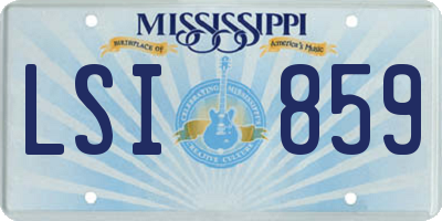 MS license plate LSI859