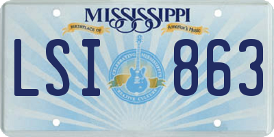 MS license plate LSI863