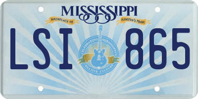 MS license plate LSI865