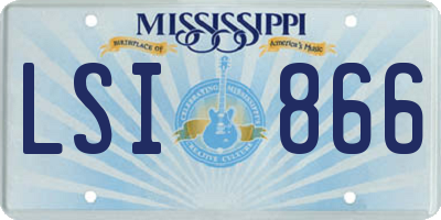 MS license plate LSI866