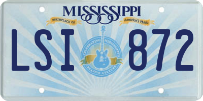 MS license plate LSI872