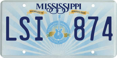 MS license plate LSI874