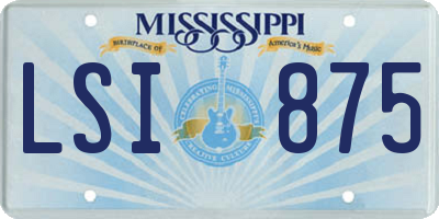 MS license plate LSI875