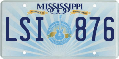 MS license plate LSI876