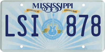 MS license plate LSI878