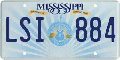 MS license plate LSI884