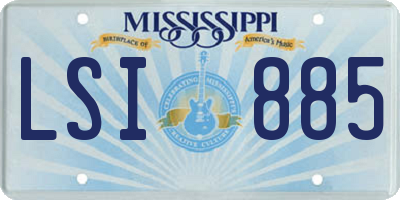 MS license plate LSI885