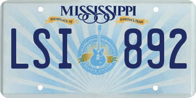 MS license plate LSI892