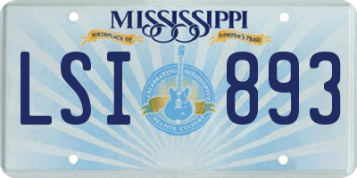 MS license plate LSI893