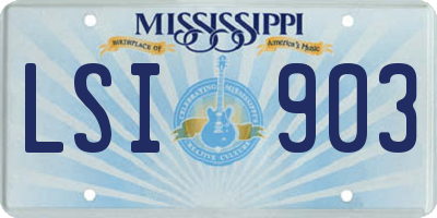 MS license plate LSI903