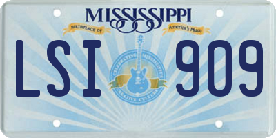 MS license plate LSI909