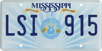 MS license plate LSI915