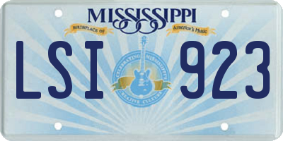 MS license plate LSI923